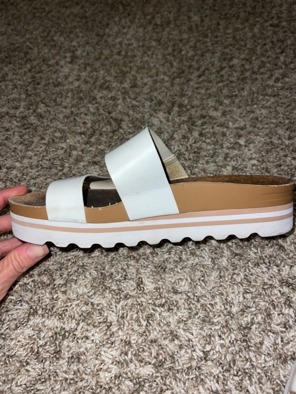 Reef Women’s Cushion Vista Hi Platform Cork Slides in White - Size 8 - Picture 6 of 9